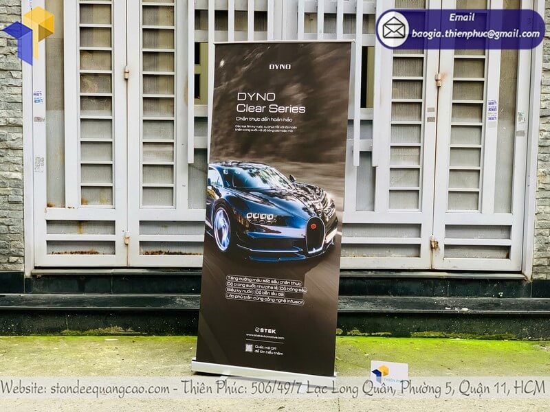 Đặt mua Standee giá treo banner cuốn nhôm in logo màu sắc rực rỡ