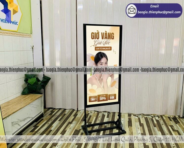 Khung standee sắt đứng in hình 2 mặt di động 800 nghìn nhận làm kích thước riêng cực chất