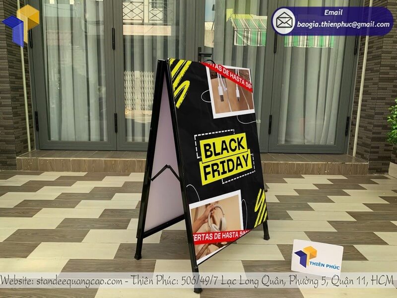 Thiết kế bảng standee quảng cáo di động chữ A sự kiện phù hợp khuyến mãi roadshow