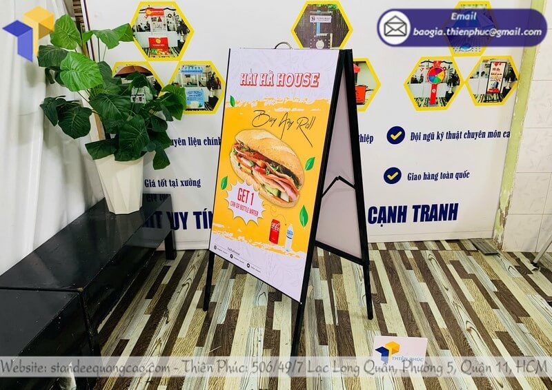 Bảng dựng chữ A 2 mặt lấy liền gấp gọn tiện lợi,phù hợp cửa hàng