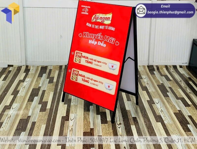 bảng giá standee chữ A đặt ngoài trời Thiên Phúc HCM