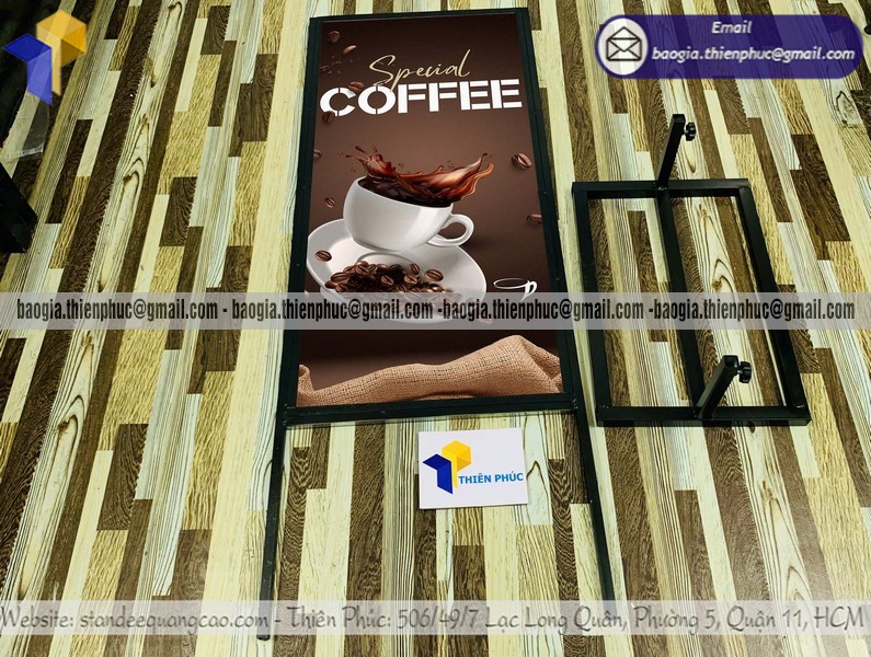 Bảng hiệu đứng bằng sắt cho quán cafe vỉa hè rẻ hơn thị trường 30 phần trăm