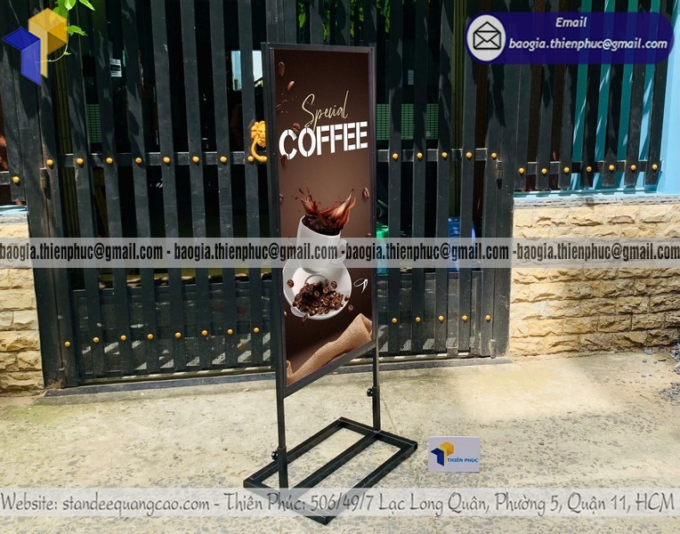 Bảng hiệu đứng bằng sắt cho quán cafe vỉa hè phục vụ toàn quốc giá tốt