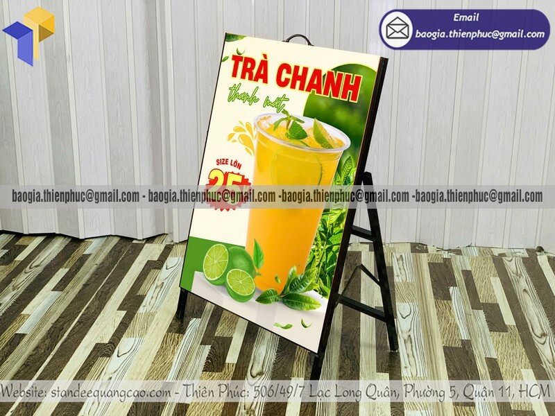 Bảng quảng cáo chân sắt 1 mặt cho quán nước vỉa hè cho bình dương đồng nai