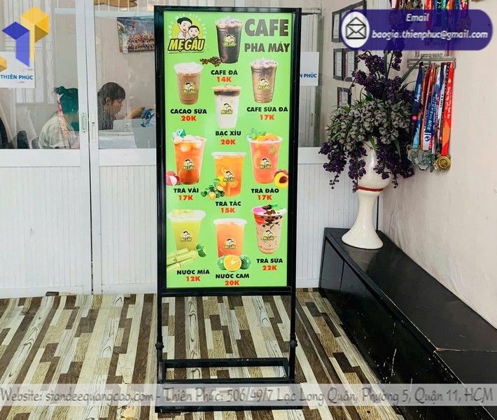 bảng quảng cáo đứng quán cafe