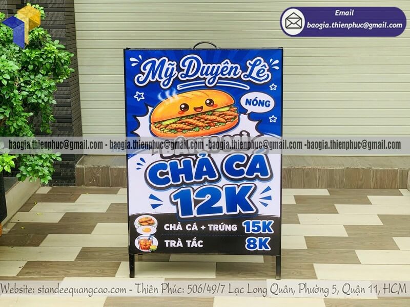 Bảng standee A khung sắt 2 mặt đứng ngoài vỉa hè bán lẻ toàn quốc viral setup