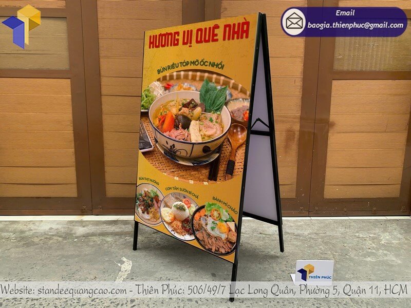 Bảng Standee gấp chữ A 2 mặt chất liệu bền đẹp, chống thời tiết