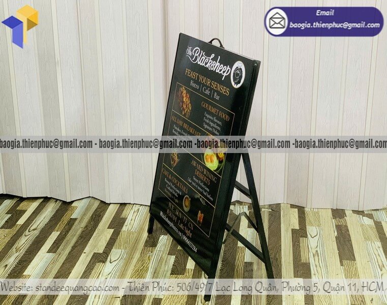 Bảng standee menu chân sắt 1 mặt quán ăn giá rẻ giờ cao điểm bán vỉa hè xe đẩy