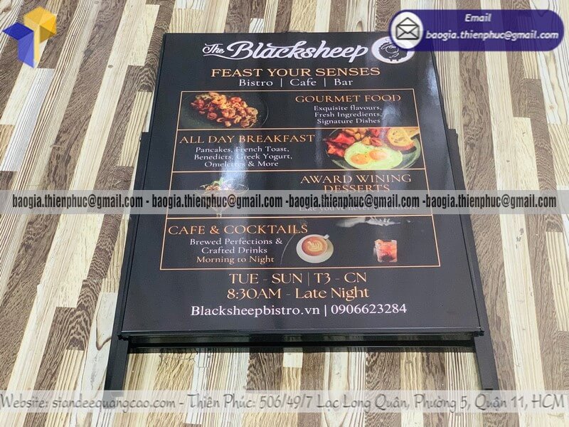 Bảng standee menu chân sắt 1 mặt quán ăn giá rẻ hút khách giờ cao điểm