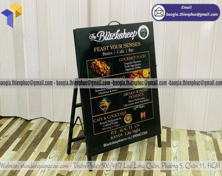 Bảng standee menu chân sắt 1 mặt quán ăn giá rẻ phù hợp quán cơm bún phở trà sữa