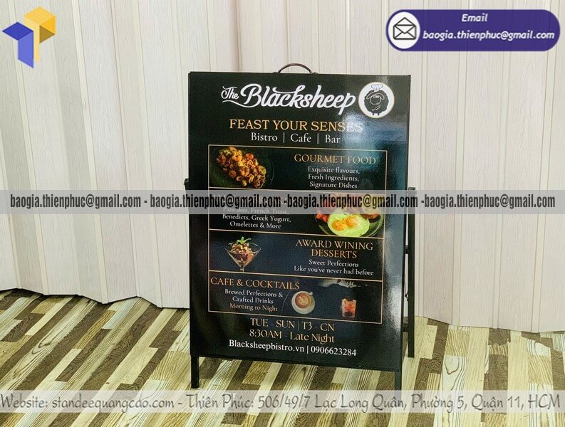 Bảng standee menu chân sắt 1 mặt quán ăn giá rẻ
