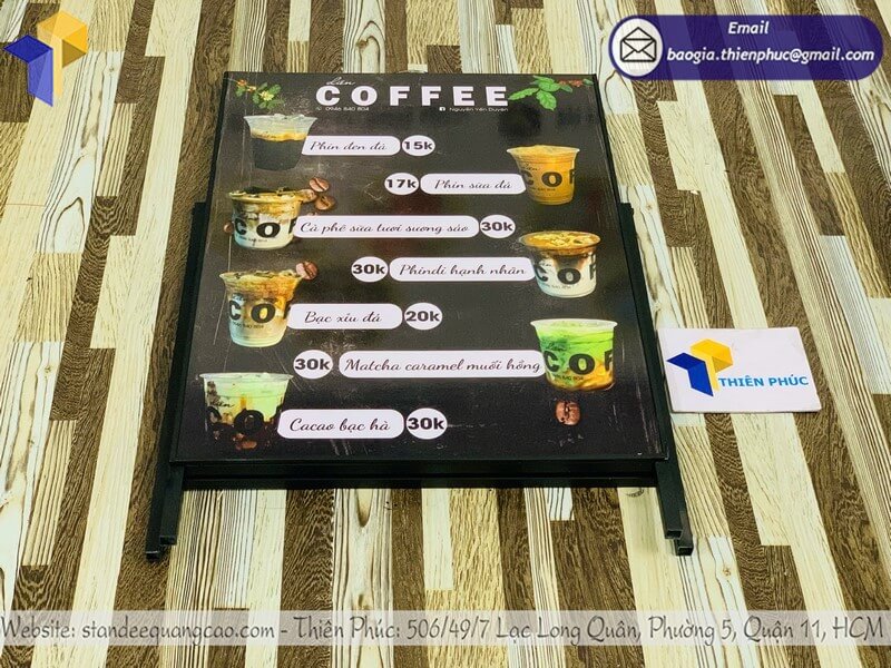 Báo giá bảng standee in 1 mặt cho cửa hàng thiết kế cửa hàng