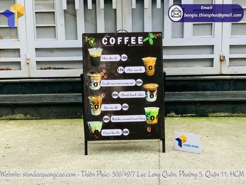 Báo giá bảng standee in 1 mặt cho cửa hàng