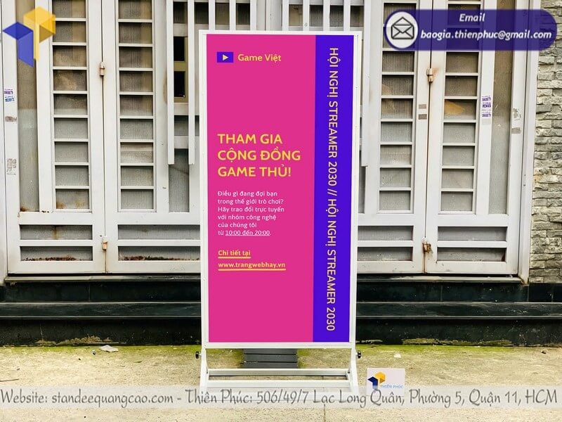 Báo giá bảng standee quảng cáo đứng in 2 mặt chịu gió bộ sưu tập cao cấp