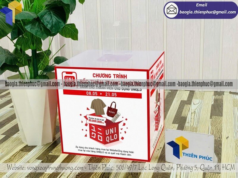 Báo giá hộp rút thăm mica may mắn cho khai trương gia công siêu xịn chỉ từ 550kBáo giá hộp rút thăm mica may mắn cho khai trương gia công siêu xịn chỉ từ 550k