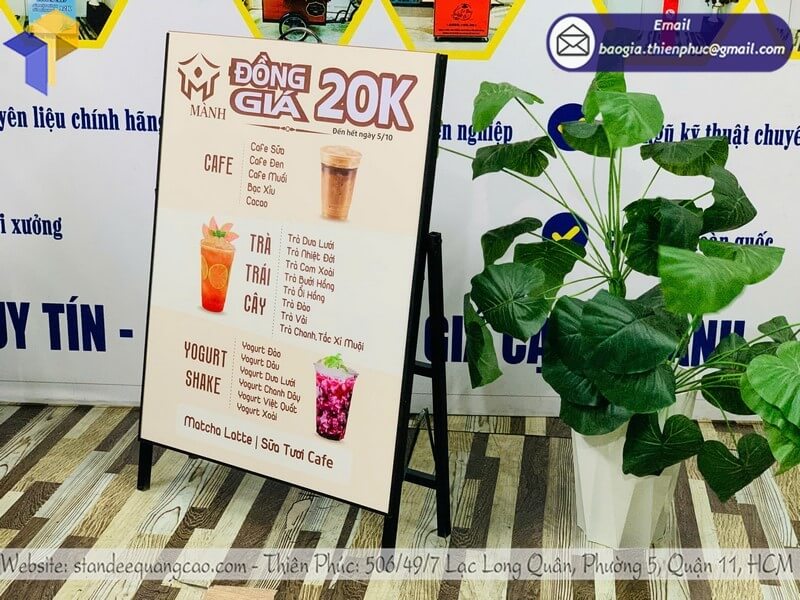 Báo giá standee 1 mặt xếp gọn chất lượng cao, giá rẻ, nhanh