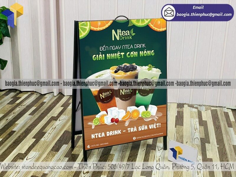 Báo giá standee chữ A khung sắt đặt vỉa hè bán hàng muốn tăng nhận diện thương hiệu và kéo khách cực đỉnh