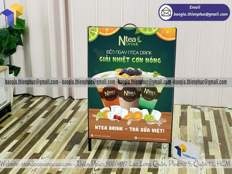 Báo giá standee chữ A khung sắt đặt vỉa hè bán hàng khách auto ghé vào xem ngay