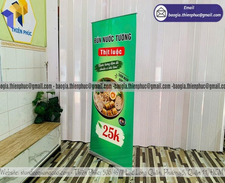 Báo giá standee cuốn nhôm dựng poster trên vỉa hè bán tại tphcm đà nẵng bền di chuyển