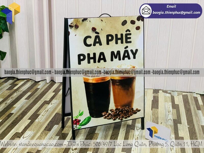 Biển hiệu A khung sắt gấp gọn cho quán cafe vỉa hè marketing tăng khách tức thì