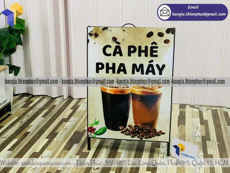 Biển hiệu A khung sắt gấp gọn cho quán cafe vỉa hè