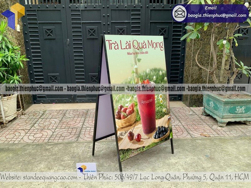 Biển hiệu chữ A khung sắt in hai mặt gấp gọn giá 500000 đồng vận chuyển nhanh