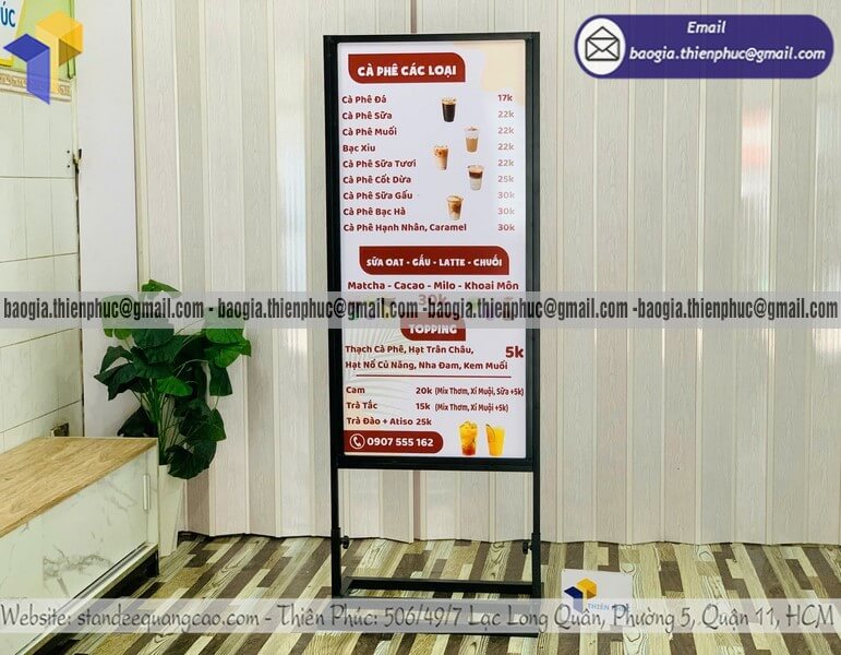 Biển hiệu quảng cáo đứng bằng khung sắt 2 mặt vỉa hè