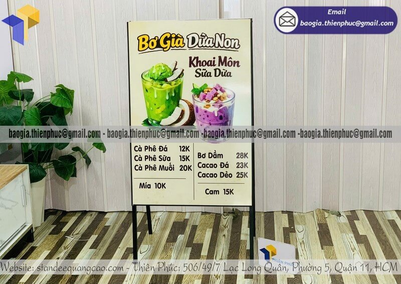 Biển quảng cáo đứng chữ A chân sắt vỉa hè bán hàng Biển quảng cáo đứng chữ A chân sắt vỉa hè bán hàng
