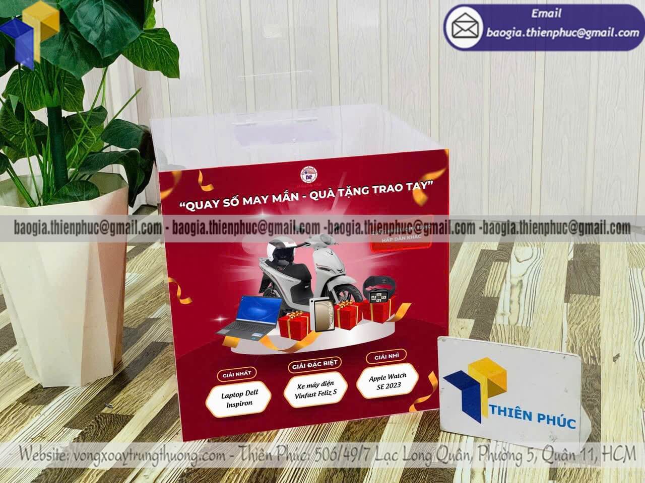 Đặt in hộp phiếu rút thăm mica sự kiện dùng lâu không lo xuống cấp