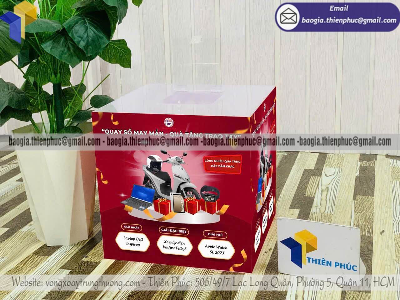 Đặt in hộp phiếu rút thăm mica sự kiện gia công trực tiếp cho khai trương