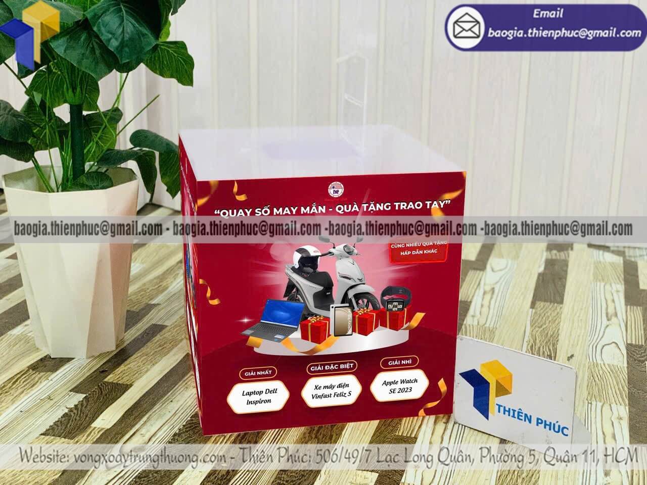 Đặt in hộp phiếu rút thăm mica sự kiện mục đích bốc thăm khảo sát và thu thập thông tin