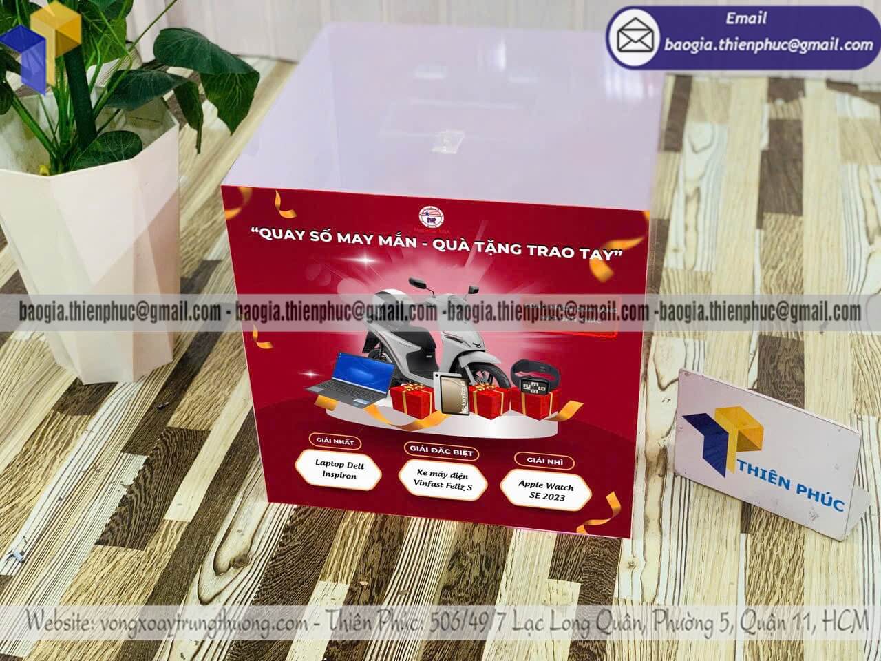 Đặt in hộp phiếu rút thăm mica sự kiện hoạt động truyền thông thực chiến