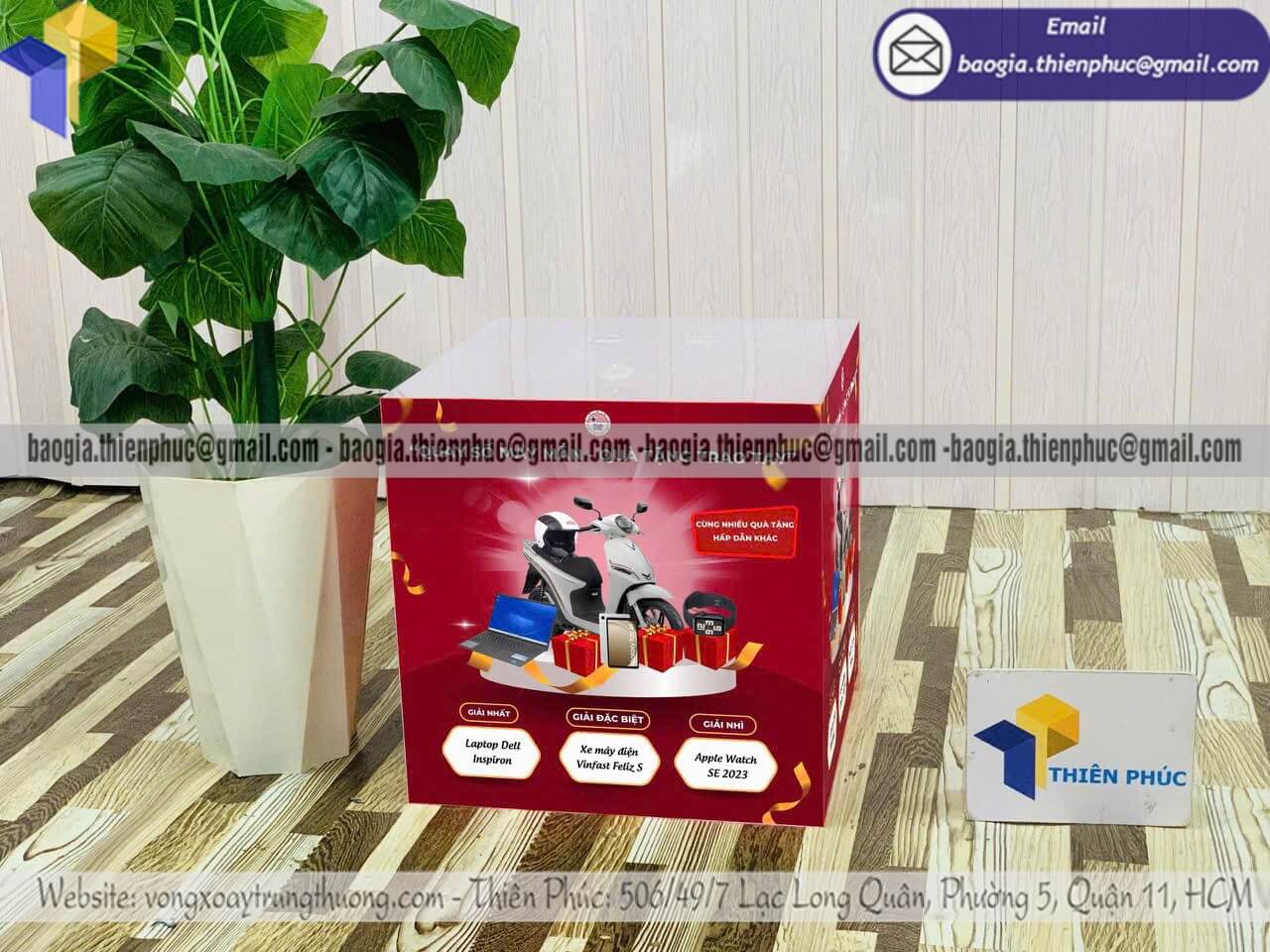 Đặt in hộp phiếu rút thăm mica sự kiện