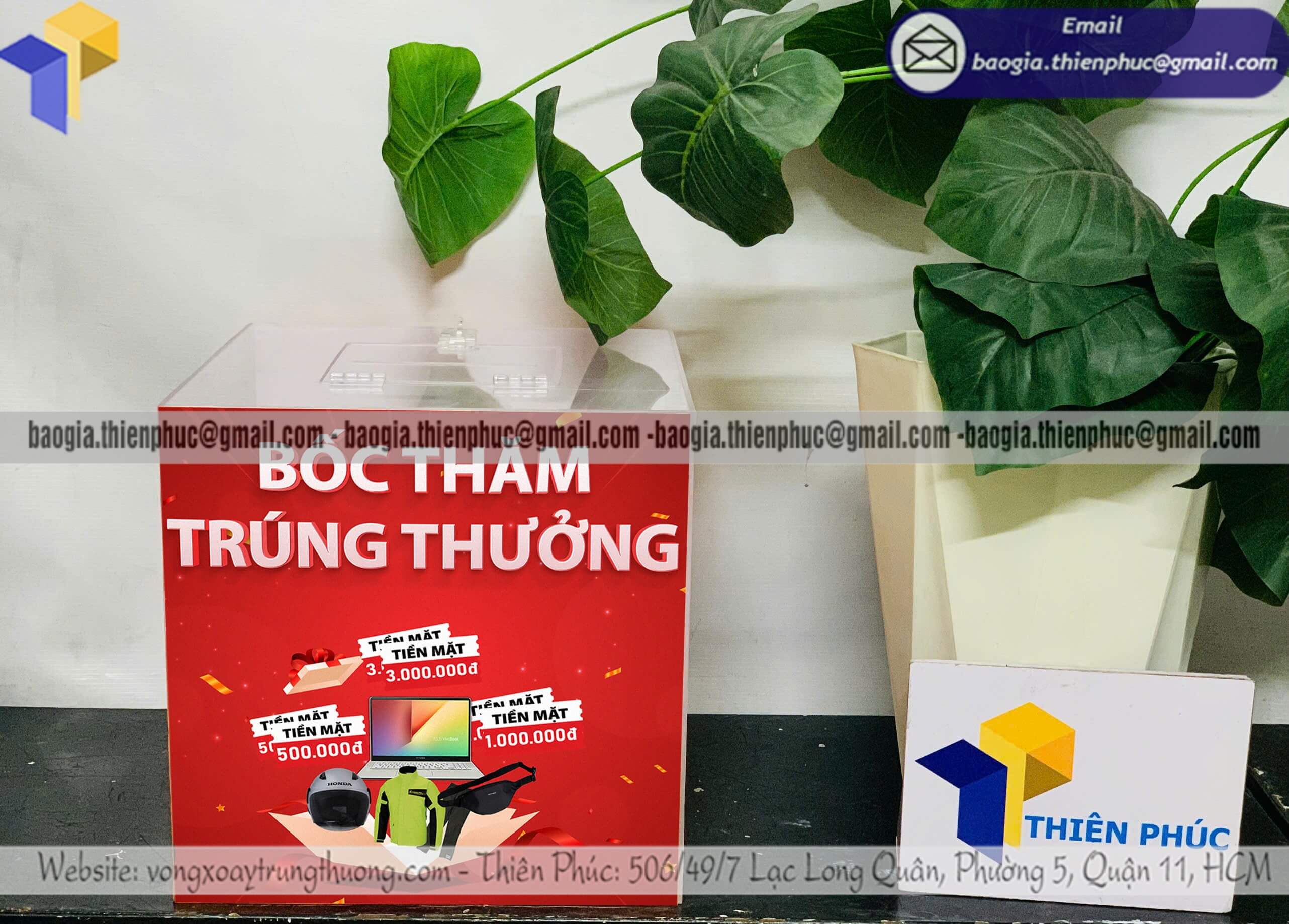 Đặt mẫu hòm bỏ phiếu mica khuyến mãi event cho khai trương minigame bình chọn sự kiện