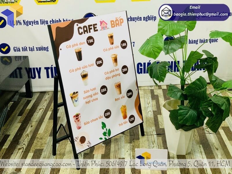 Địa chỉ in bảng standee 1 mặt ngoài trời uy tín hỗ trợ xuất VAT