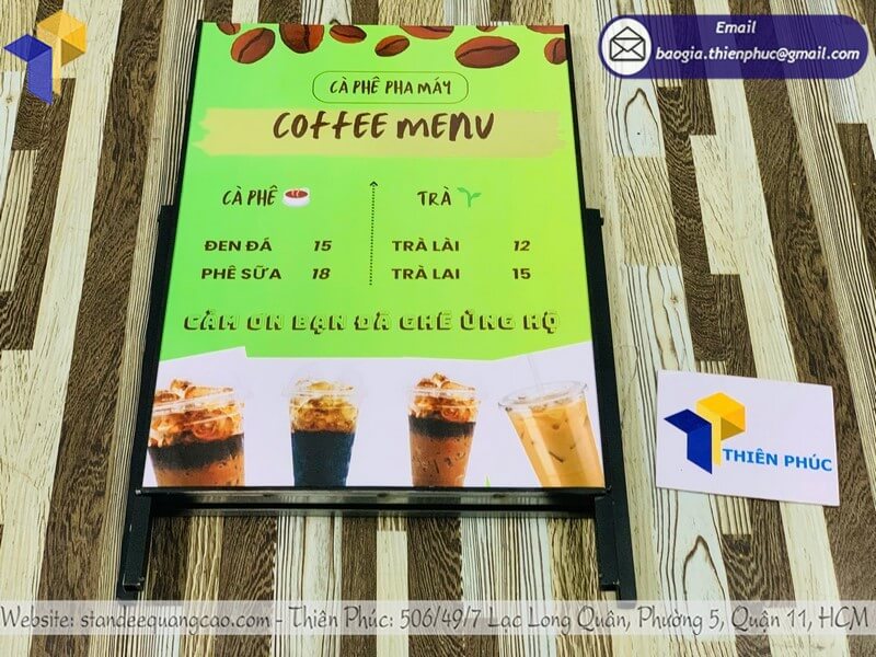 Dịch vụ in standee quảng cáo 1 mặt trước cửa hàng cho quán cafe, salon, spa, nhà thuốc