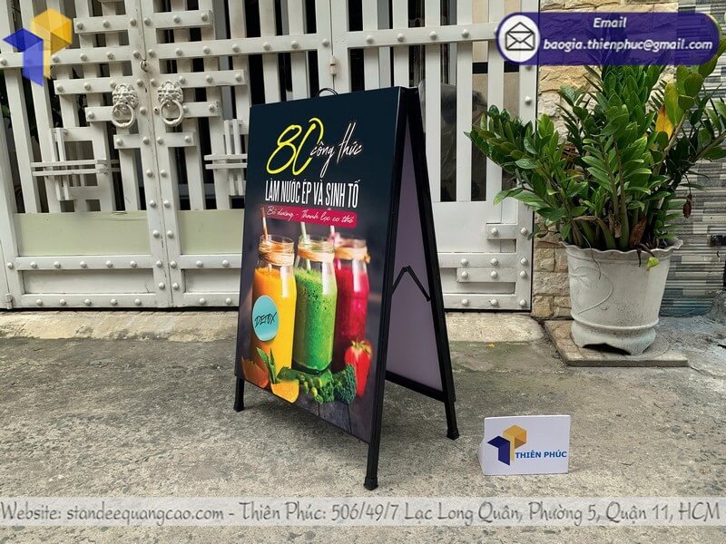 Giá bảng standee A in 2 mặt quảng cáo ngoài trời gia công nhận từ 1 sản phẩm