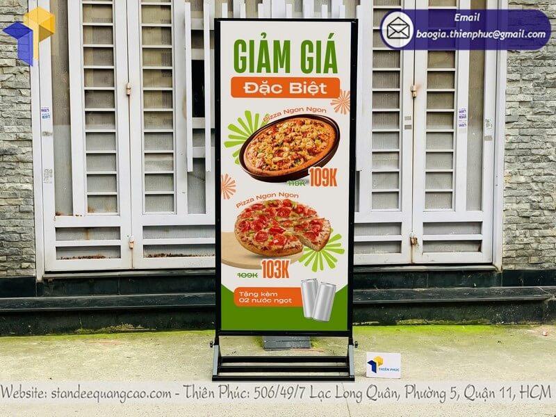 Gia công bảng Standee 2 mặt đứng quảng cáo in logo rẻ ưu đãi tư vấn miễn phí