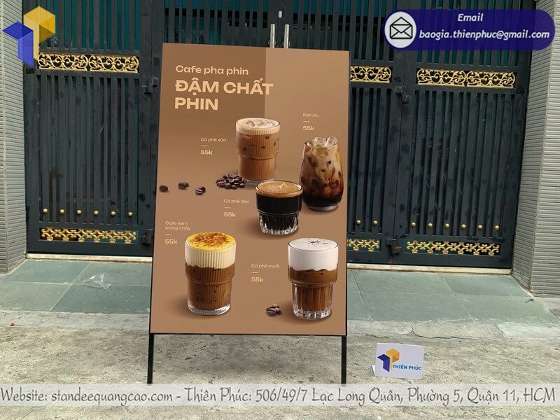 In bảng quảng cáo chữ A dựng 2 mặt ngoài trời đẹp