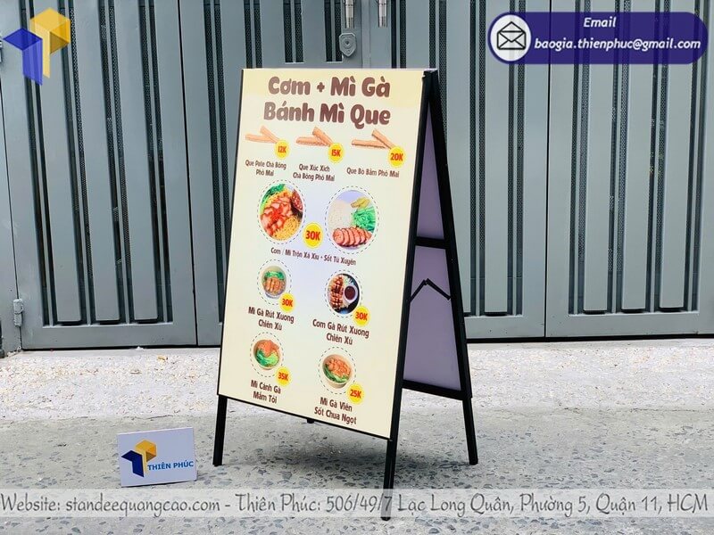 In bảng standee quảng cáo chữ A 2 mặt theo yêu cầu cho quán ăn quán cafe nhà hàng