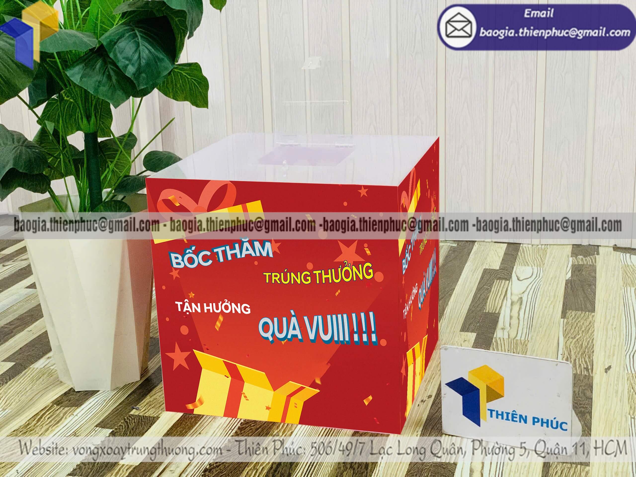 In hòm bỏ phiếu mica bốc thăm trúng thưởng event minh bạch minigame giá rẻ tại xưởng