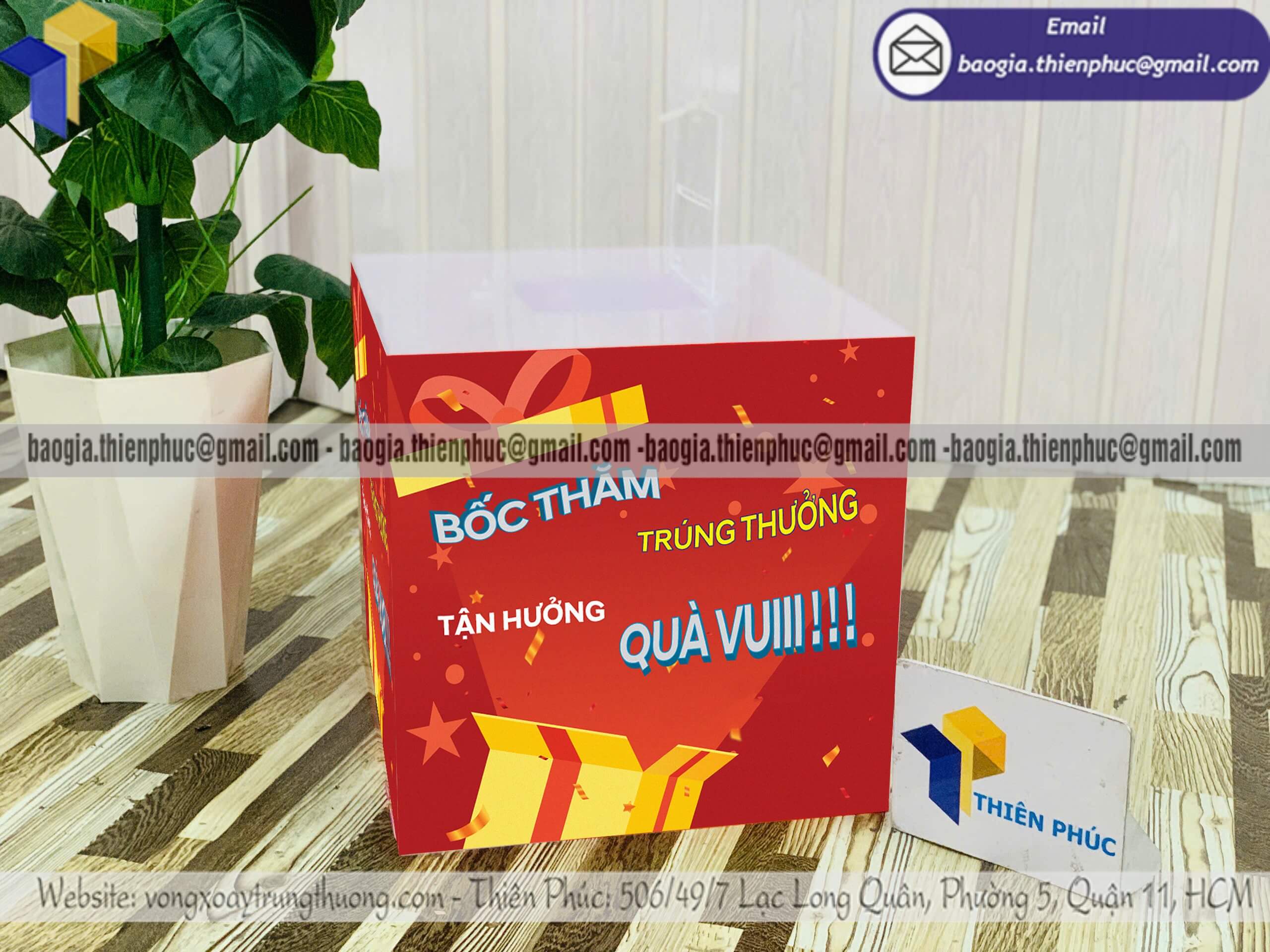 In hòm bỏ phiếu mica bốc thăm trúng thưởng event mẫu mới 2026 toàn quốc