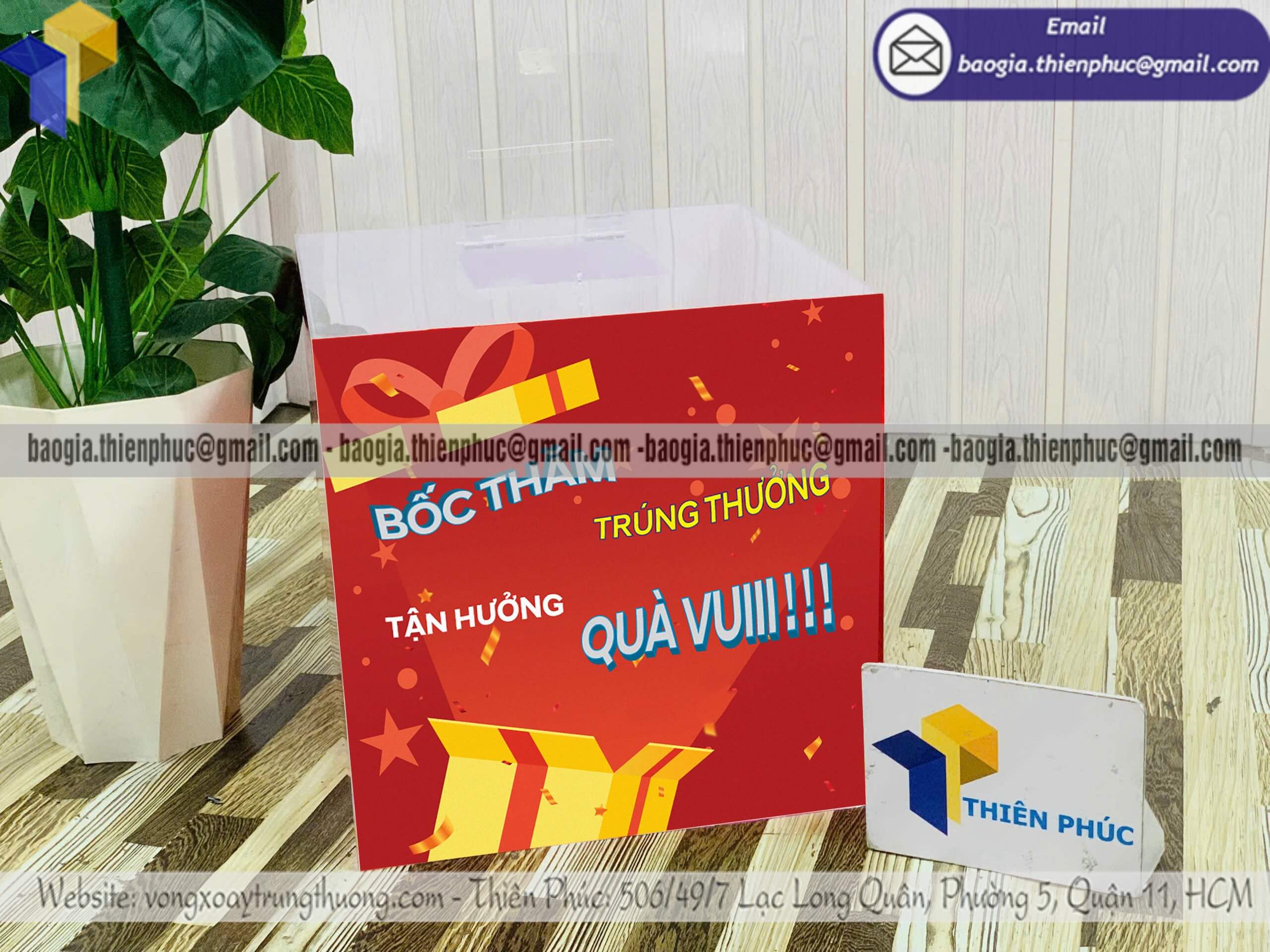 In hòm bỏ phiếu mica bốc thăm trúng thưởng event ứng dụng minh bạch gameshow livestream