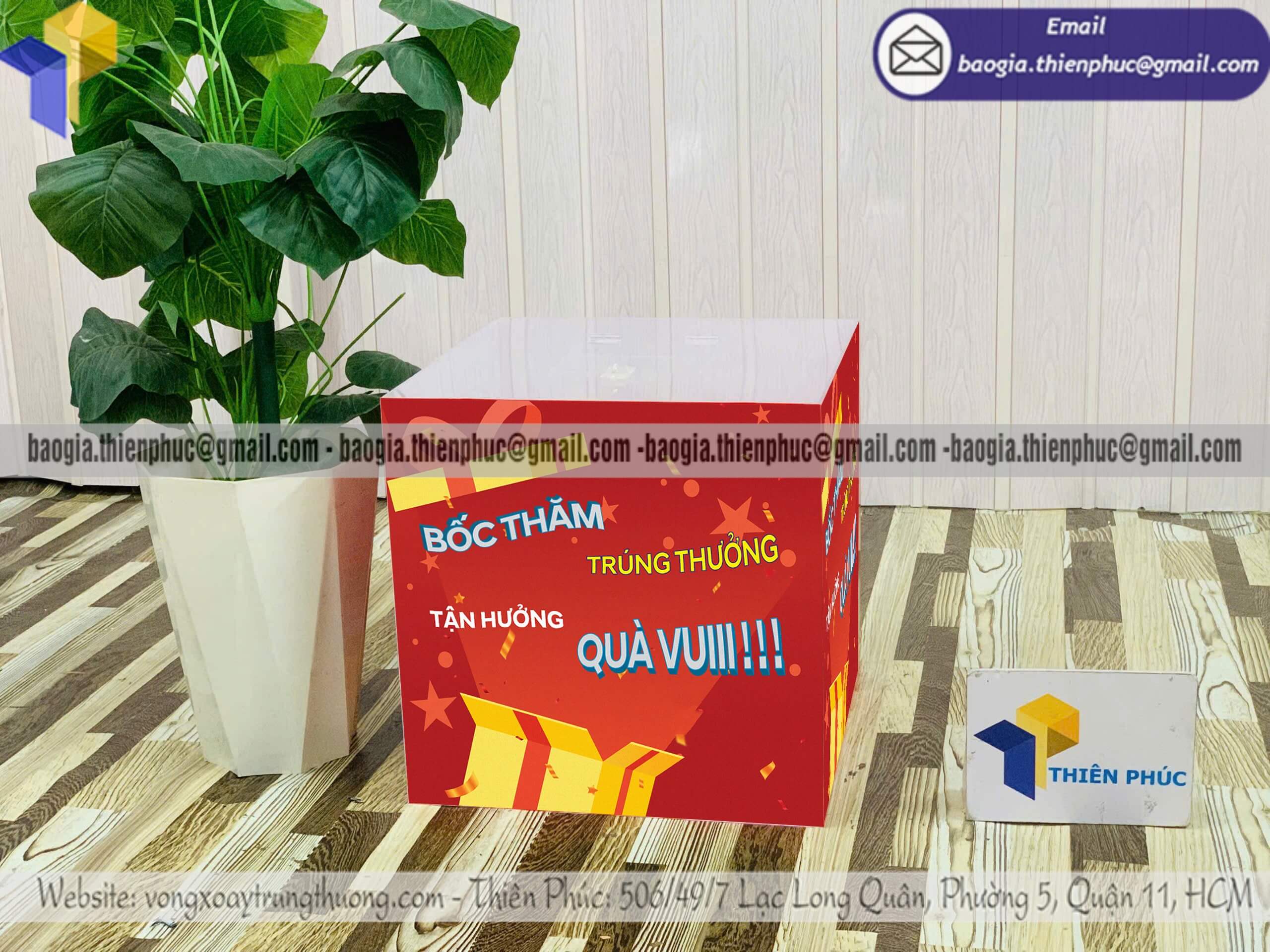In hòm bỏ phiếu mica bốc thăm trúng thưởng event