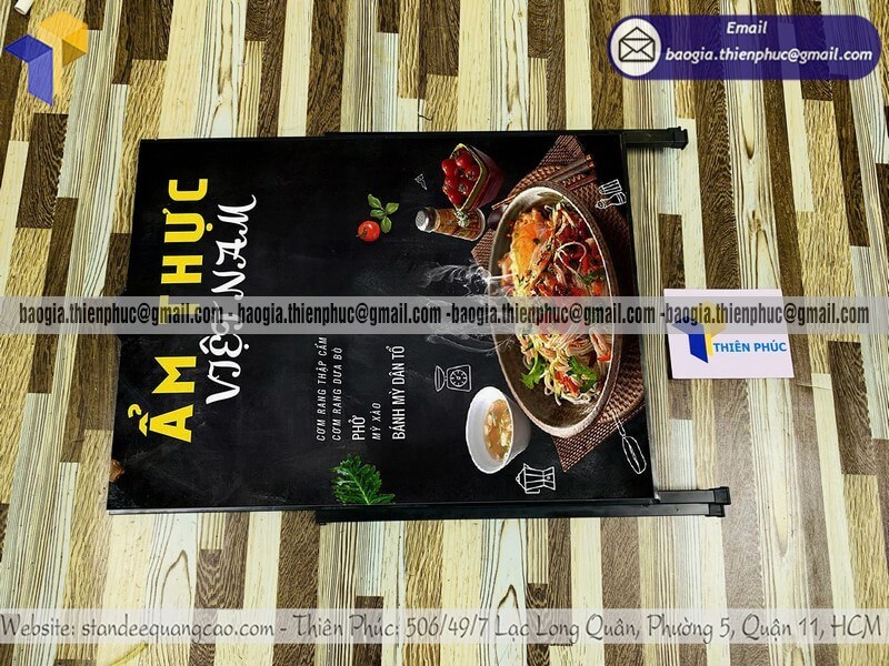 In logo standee quảng cáo 1 mặt di động ngoài trời cho quán cafe quán ăn bán mang đi