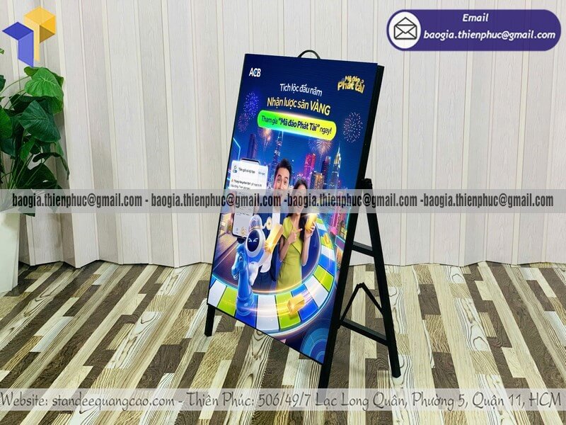 In standee khung sắt 1 mặt quảng cáo theo yêu cầu bán sỉ lẻ phục vụ cho chương trình khuyến mãi