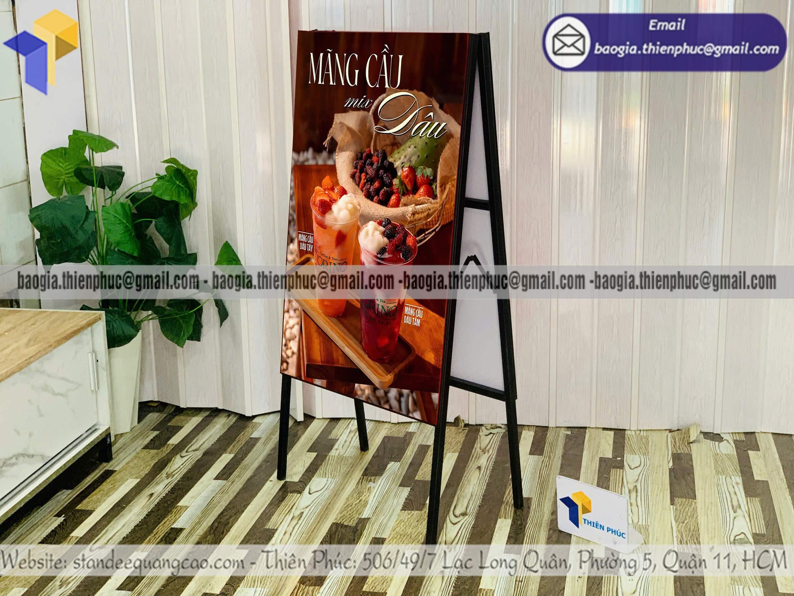 Khung bảng hiệu chữ A bằng sắt 2 mặt dựng vỉa hè đang được shop ưa chuộng