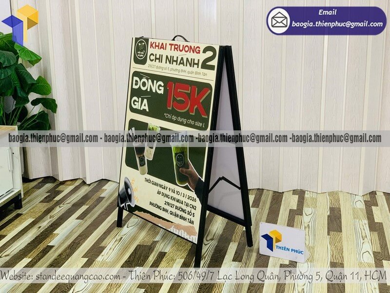 Khung bảng hiệu chữ A quảng cáo in 2 mặt ngoài trời làm đẹp dịch vụ cửa hàng khuyến mãi