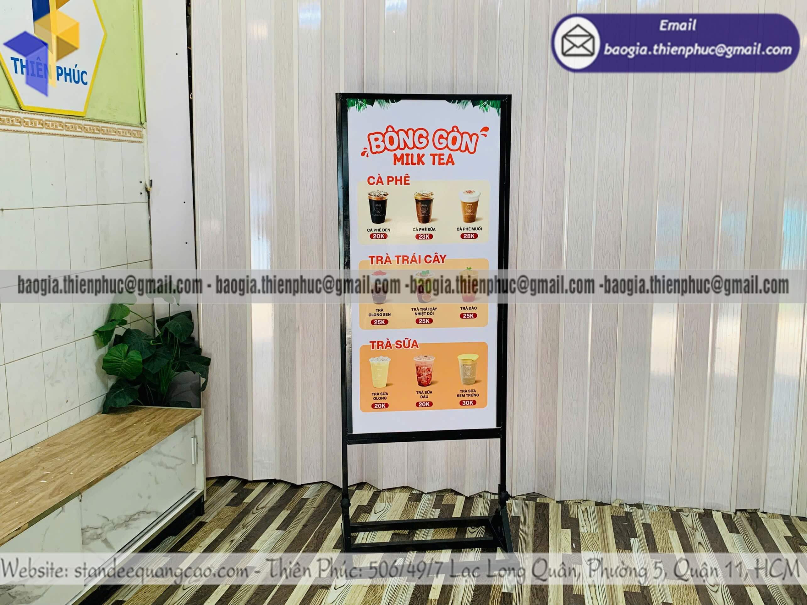 Khung bảng hiệu sắt giới thiệu menu tại cửa hàng cho quán cafe ăn uống đẹp xinh