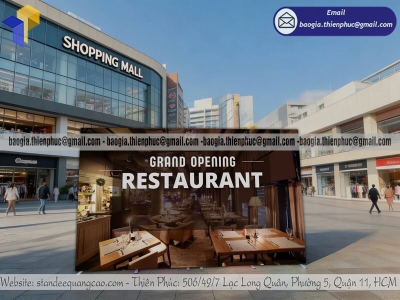 Mẫu backdrop di động cỡ lớn ngoài trời cho khai trương phù hợp mở chi nhánh siêu thị